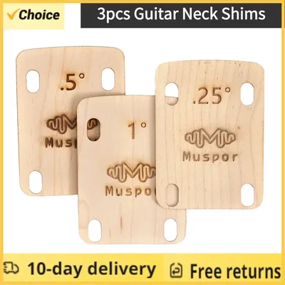 Muspor MX0360D 3pcs Guitar Neck Shims 0.25 0.5 1 Degree Wooden Shims Set for Bolt-on Neck Bolts for