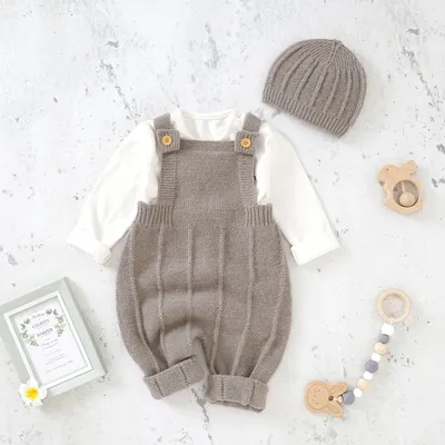 Baby Boys Girls Rompers Hats Clothes Fashion Sleeveless Knitted Newborn Infant Netural Strap