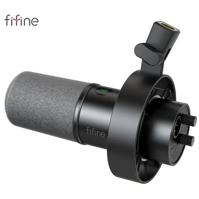 FIFINE Dynamic USB/XLR Microphone with Gain Knob/Touch-mute/Headphone Jack,Recording Mic for PC