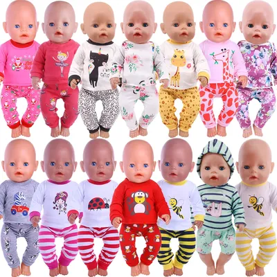 2 Pcs/Set=Shirts + Pants Doll Clothes Accessories For Born Baby 43cm Items & 18 Inch American Doll