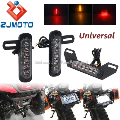 Universal Motorcycle B6 Dual License Plate LED Tail Brake Light ATV Burst Flash Stop Lamp Rear Turn