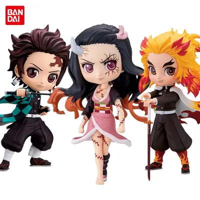 Demon Slayer Figure 15cm Anime Nezuko Tanjirou Zenitsu Inosuke Kyoujurou Giyuu Kawaii Qposket