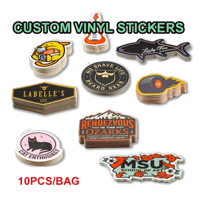 10pcs Custom Vinyl Sticker Label Waterproof Decorative Logo Laptop Cartoon Anime Cute Stickers Book