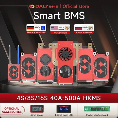 Daly BMS 4S lifepo4 12V 8S 24V BMS 16S 48V lifepo4 40A 60A 100A 150A 200A 250A 300A 400A 500A RS485
