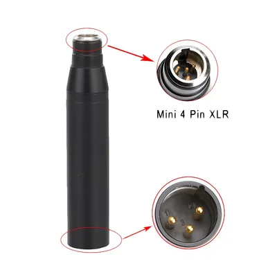 TA4F 4Pin Mini XLR to 3Pin Male XLR Adapter for Shure Condenser Lavalier Microphone Phantom Power