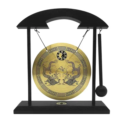 Mini Desktop Gong Table Wind Chime Percussion Instrument Cymbals Gongs with Mallet for Home Decor