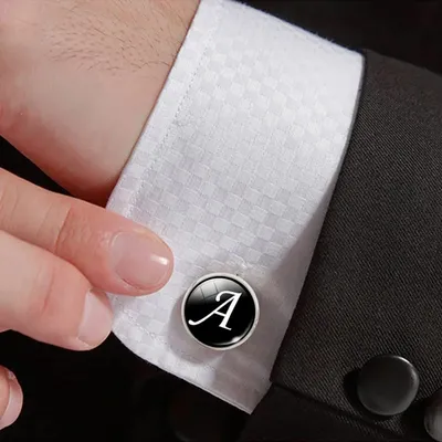 1Pairs Initial Letter Cufflinks for Men .Single Alphabet Cuff Button for Male Shirt Wedding