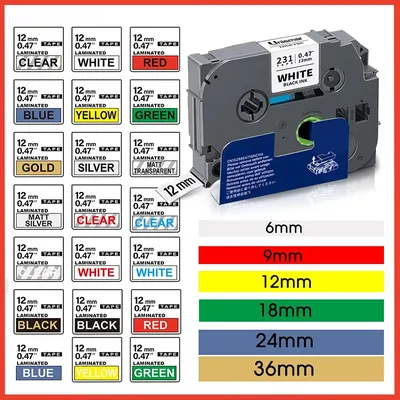 1PCS tze-231 12mm Label Tape Compatible For Brother Tape TZe-211 TZe-221 TZe-131 TZe-241 TZe-251