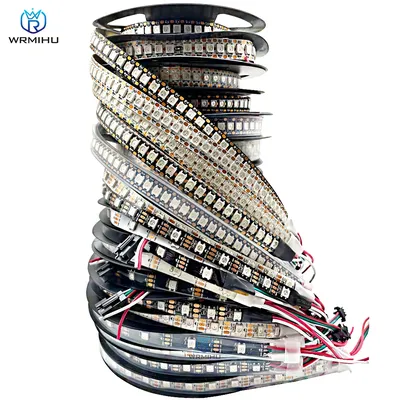 DC5V WS2812B 5m/Roll 30/60/144leds/m Black/White PCB IP30/IP65/IP67 5050RGB Individually Addressable
