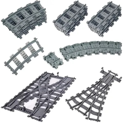 NEW City Trains Flexible Tracks Soft Straight Curved Rails Switch Building Block Creative Models