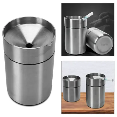 Car Ashtray Stainless Steel Ashtray Home Decoration Creative With Lid Windproof Smoke T obacco Ash Holder Container Detachable