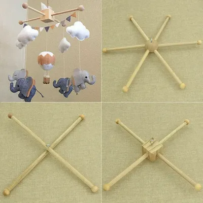 Mobile Newborn Hanger Crib Toys Baby Wooden Frame Crafts Kids Room Home Decor