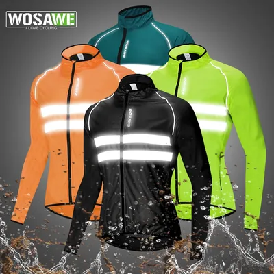 WOSAWE Men Cycling Windbreaker MTB Bicycle Long Sleeve Coat Water Resistant Outdoor Sport Jersey