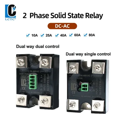SSR-2DA10A 25A 40A Dc control Ac Dual Control Dual / Single Output Control Single Phase Solid State