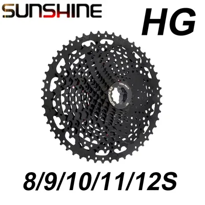 SUNSHINE Black Cassette 8S 9S 10S 11S 12S MTB Bike Road Bicycle Freewheel 11V 12V 42/46/50T 52T for