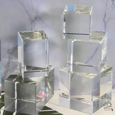 Clear Crystal Cube Paperweight Exquisite Crystal Crafts Souvenir DIY Glass Blank for Laser Engraving Patterns Inside the Cube