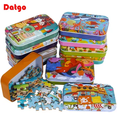 Hot New 60 Pieces Wooden Puzzle Toys for Children Cartoon Vehicle Animal Wood Jigsaw Baby Learning