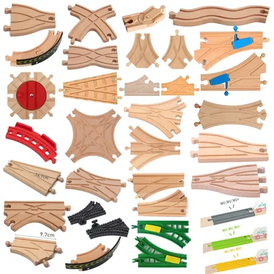 New Wooden Railway Track All Kinds Fork Rail Bifurcation Beech Wood Track Accessories Fit for Thomos