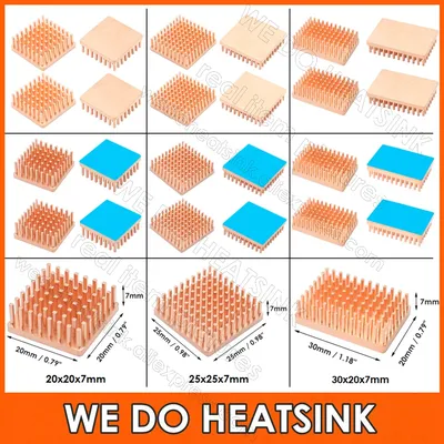 WE DO HEATSINK 20x20x7mm 25x25x7mm 30x20x7mm Heat Sink Without or With Thermal Pad, Various Copper