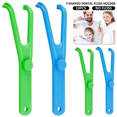 10/20Pcs Dental Floss Holder Y Shape Plastic Dental Floss Rack Reusable Pick Holder Teeth Clean Care Tool without Dental Floss