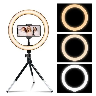 LED Photography RingLight 3 Modes Dimmable Selfie Ring Light With Tripod & Phone Stand For TikTok