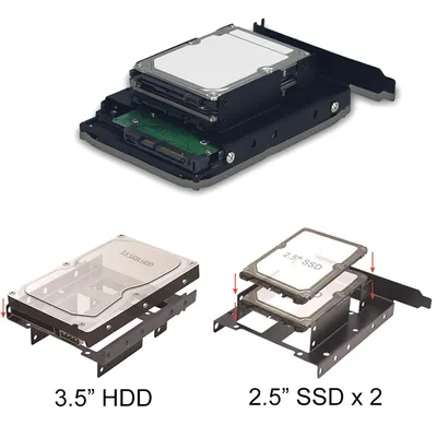 3.5" 2.5" SSD HDD to PCI PCI-e Metal Mount PC Casing Hard Drive Bracket Adapter