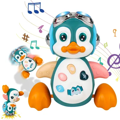 Baby Crawling Toys Musical Penguin Infant Moving Walking Dancing Toys with Light Toddler Interactive