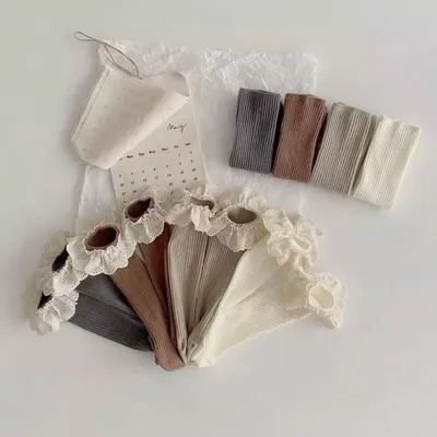 4 Pairs Fashion Baby Girls Ruffle Lace Socks Princess Knee High Soft Cotton Long Kids Girl Cute