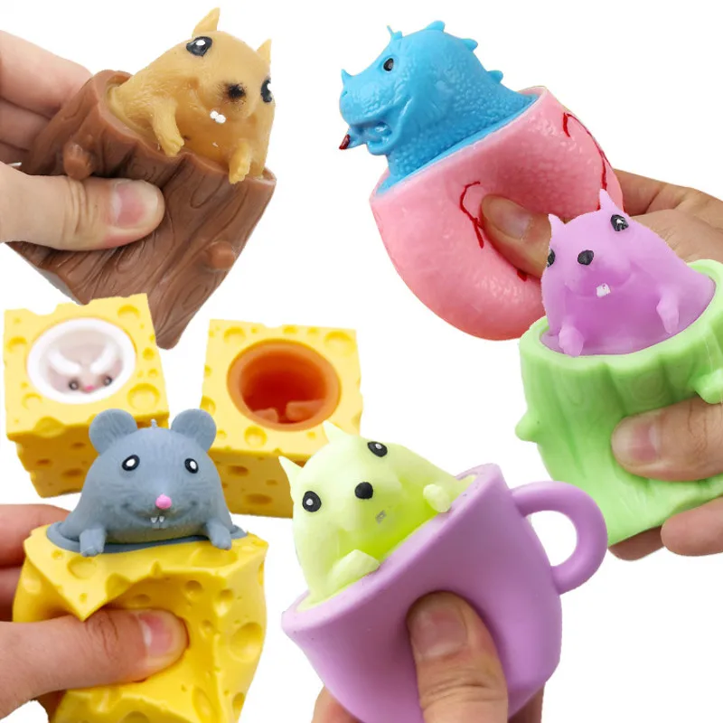 Funny Pumpkin Squirrel Astronaut Block Squeeze Anti-stress Toy Hide and Seek Figures Stress Relief Fidget Toys For Kids Adult