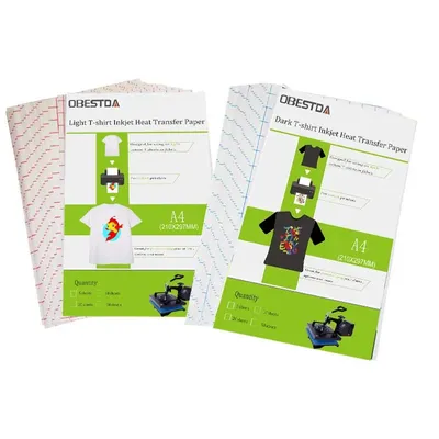 Factory Direct 10 Pcs A4 Inkjet Heat Transfer Sublimation Printing Paper T-Shirt Light Dark black