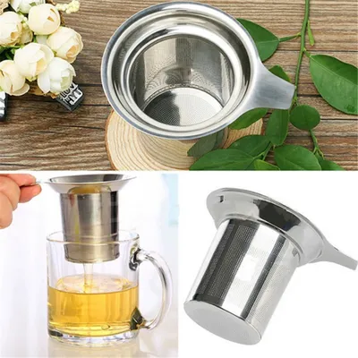 Tea Strainer 304 Stainless Steel Baskets Mesh Cup Reusable Herbal Locking Infuser Spice Convenient