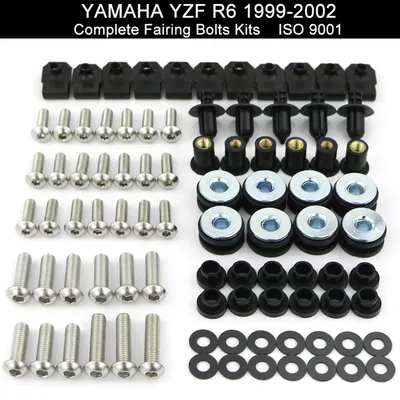 Fit For Yamaha YZFR6 YZF-R6 R6 1999 2000 2001 2002 Motorcycle Complete Full Fairing Bolts Kit Nuts