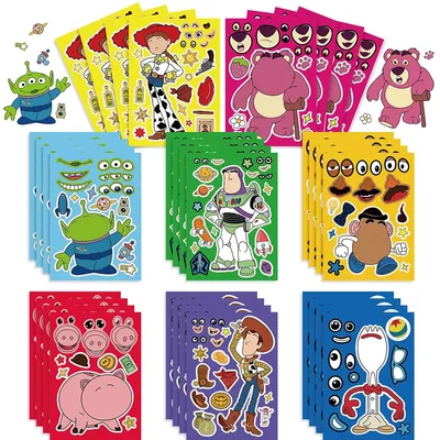 8/16Sheets Disney Toy Story Puzzle Stickers Game Make a Face Children DIY Assemble Jigsaw Kids Toys Decoration Theme Party Gifts