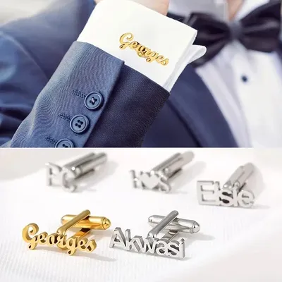Custom Men's Shirt Cufflinks Personalized Customized Name Stainless Steel Cufflinks Fashion Jewelry