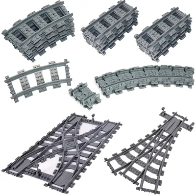 NEW City Trains Flexible Tracks Soft Straight Curved Rails Switch Building Block Creative Models