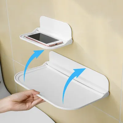 Folding Wall Mounted Shelf Saving Space Foldable Storage Rack Punch-Free Phone Holder Wifi Router