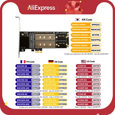 PCIe To M2 NVME Adapter Card PCIe X1 2Port NVME M Key SSD Converter M.2 PCI Express X1 Adapter