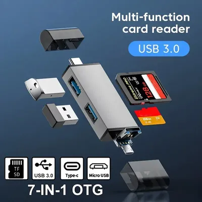 7 in 1 Card Reader USB 3.0 Type C to SD TF Memory Card Flash Drive Adapter for PC Laptop Accessories