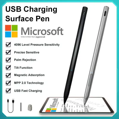 Stylus Pen for Surface USB-C Charging 4096 for Microsoft Surface Pro 8 7 6 5 4 3 X/ Surface 3/Go 3