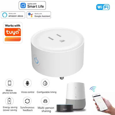 Wifi US Standard Smart Small Round Plug Remote Control Mobile Phone Works With Tuya Control Voice
