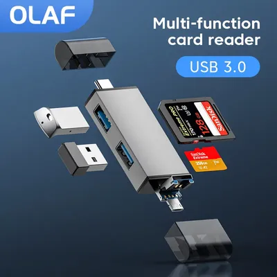 Olaf 7 in 1 Micro TF SD Card Reader USB Flash Drive Memory SD Card Reader OTG type c 3.1 to usb