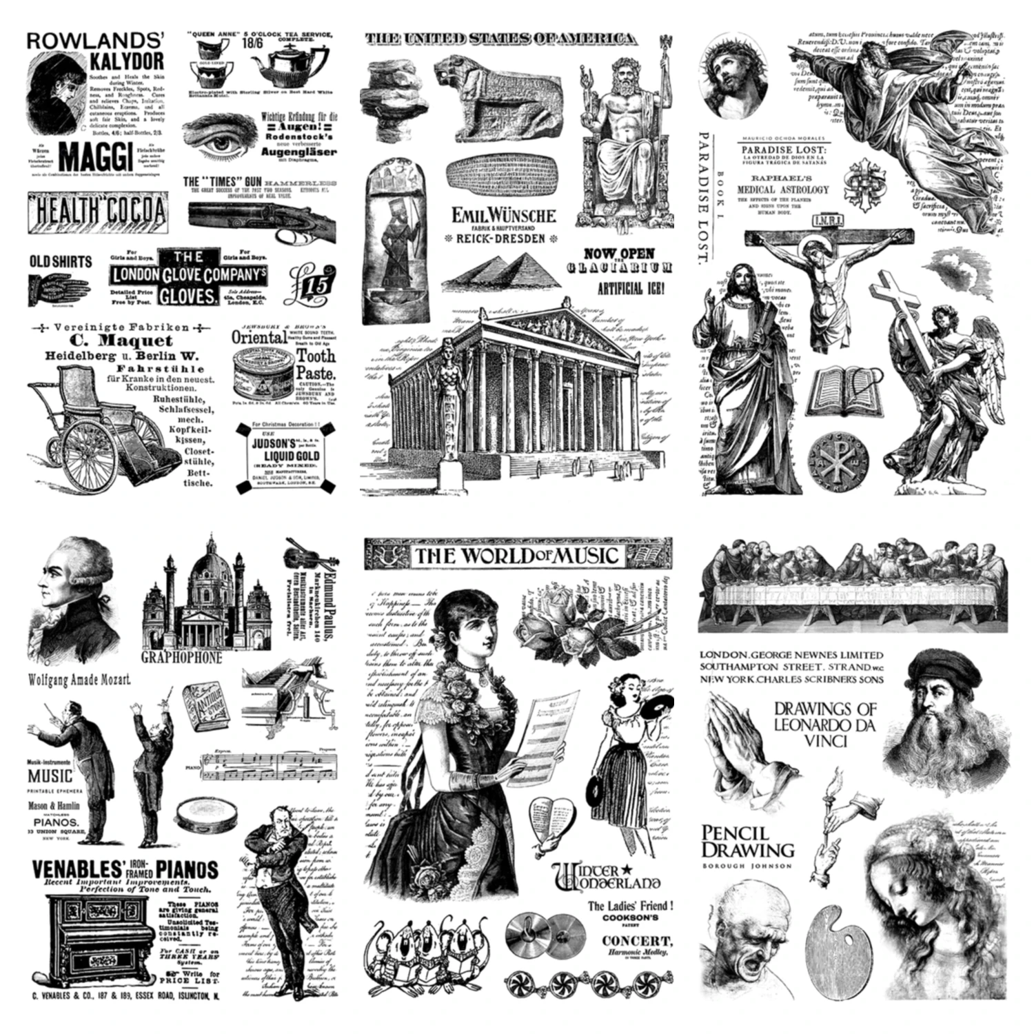 Advertising Magazine Retro Objects Clear Stamps DIY Scrapbooking Supplies Vintage Silicone Stamps for Card Making Paper Albums
