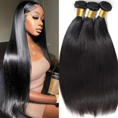 8-32 Inch Bone Straight Human Hair Weave Bundles 12 A Brazilian Natural Color 100% Remy Human Hair