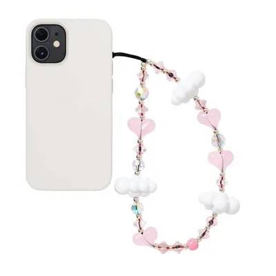 2023 Pink Heart Phone Straps White Clouds Phone Charm Cellphone Y2K Accesories Jewelry for Women Ins