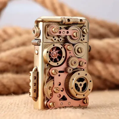 Mechanical Creative Pure Copper Torrance Kerosene Lighter Zorro Steampunk Lighter Gear Linkage Personality Men's Gift