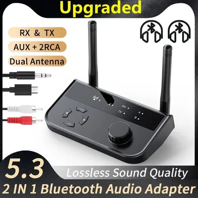 2 In 1 Bluetooth 5.3 Audio Receiver Transmitter 3.5mm Aux Jack RCA Stereo Music Wireless Adapter