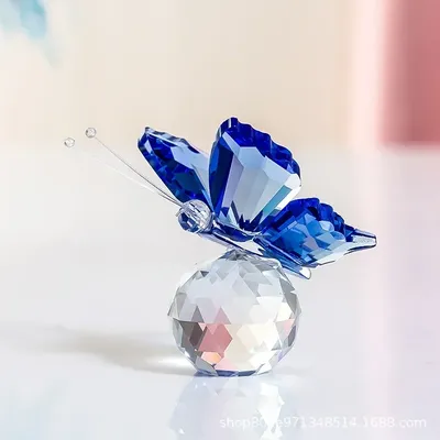Crystal Butterfly Figurine Animal Ornaments Crafts Glass Paperweight Home Wedding Decoration