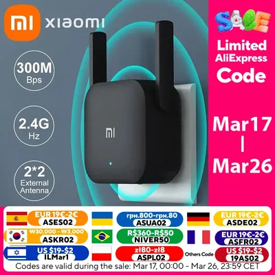 Xiaomi Repeater WiFi Pro Mi Amplifier Network Expander Router Power Extender Roteador 300M 2.4G 2