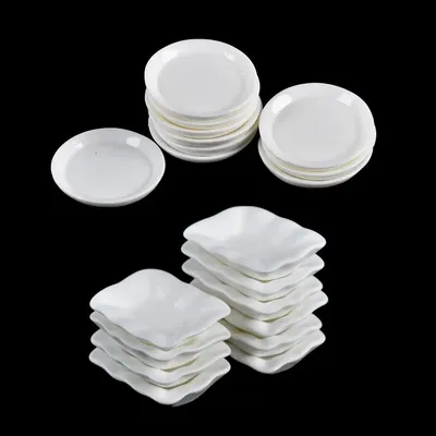 10Pcs Kitchen Toys Doll House Trays Plates Doll Durable Mini Food White Dishes Tableware Miniature