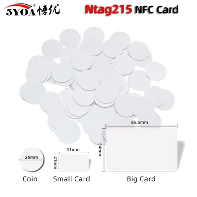 100/50pcs NFC Ntag215 Card Coin 13.56MHz 215 Card Label RFID Labels 25 mm diameter Box Animal